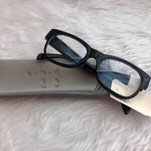 A New Day Women's Angular Square Blue Light Filtering Glasses W/Soft Case - Blk